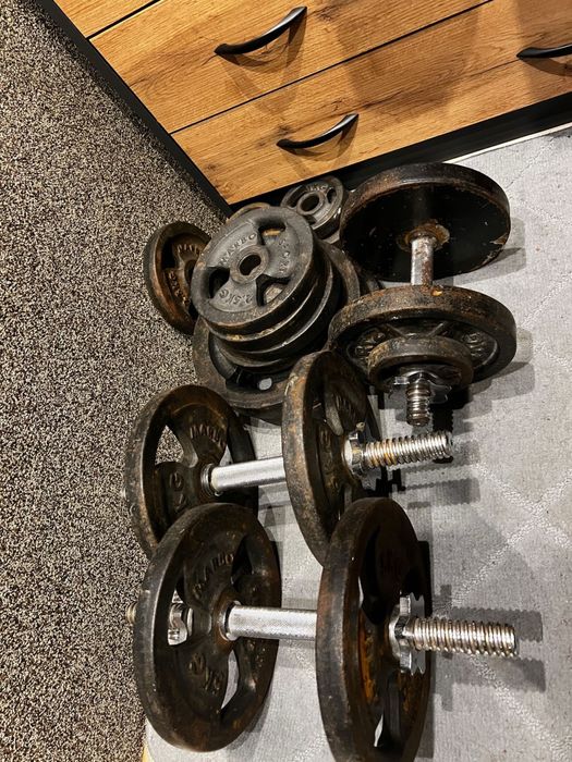 Obciążenie żeliwne, ławka, gryfy, hantle siłownia