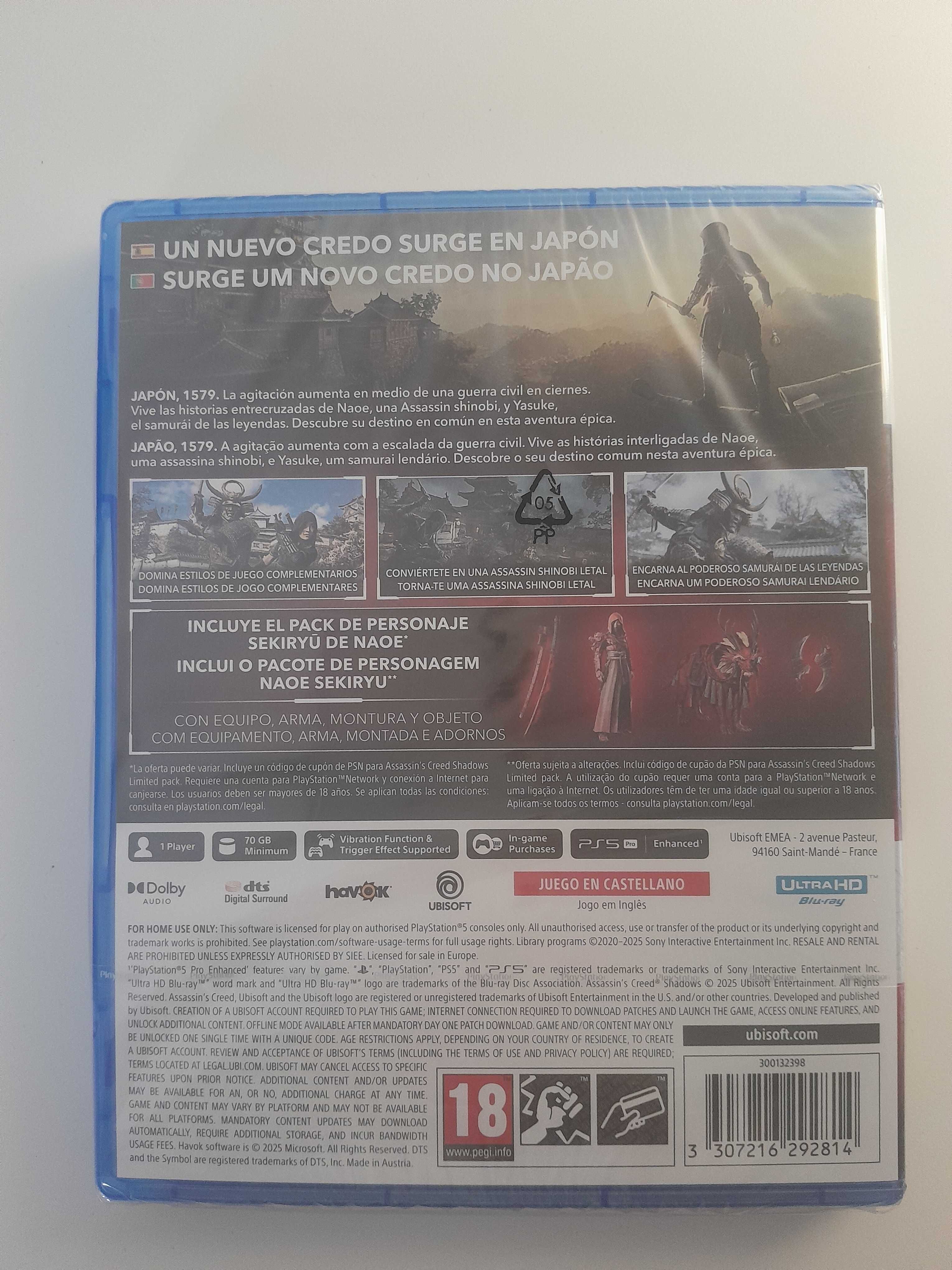 Assassins creed Shadows limited edition ps5 NOVO SELADO