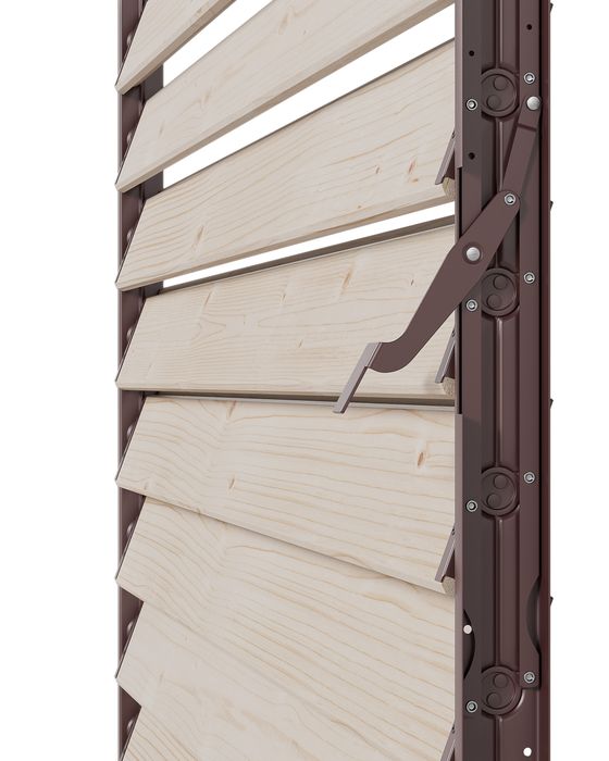 System żaluzji 109 cm, ruchome deseczki, metalowy. Stalowy mechanizm