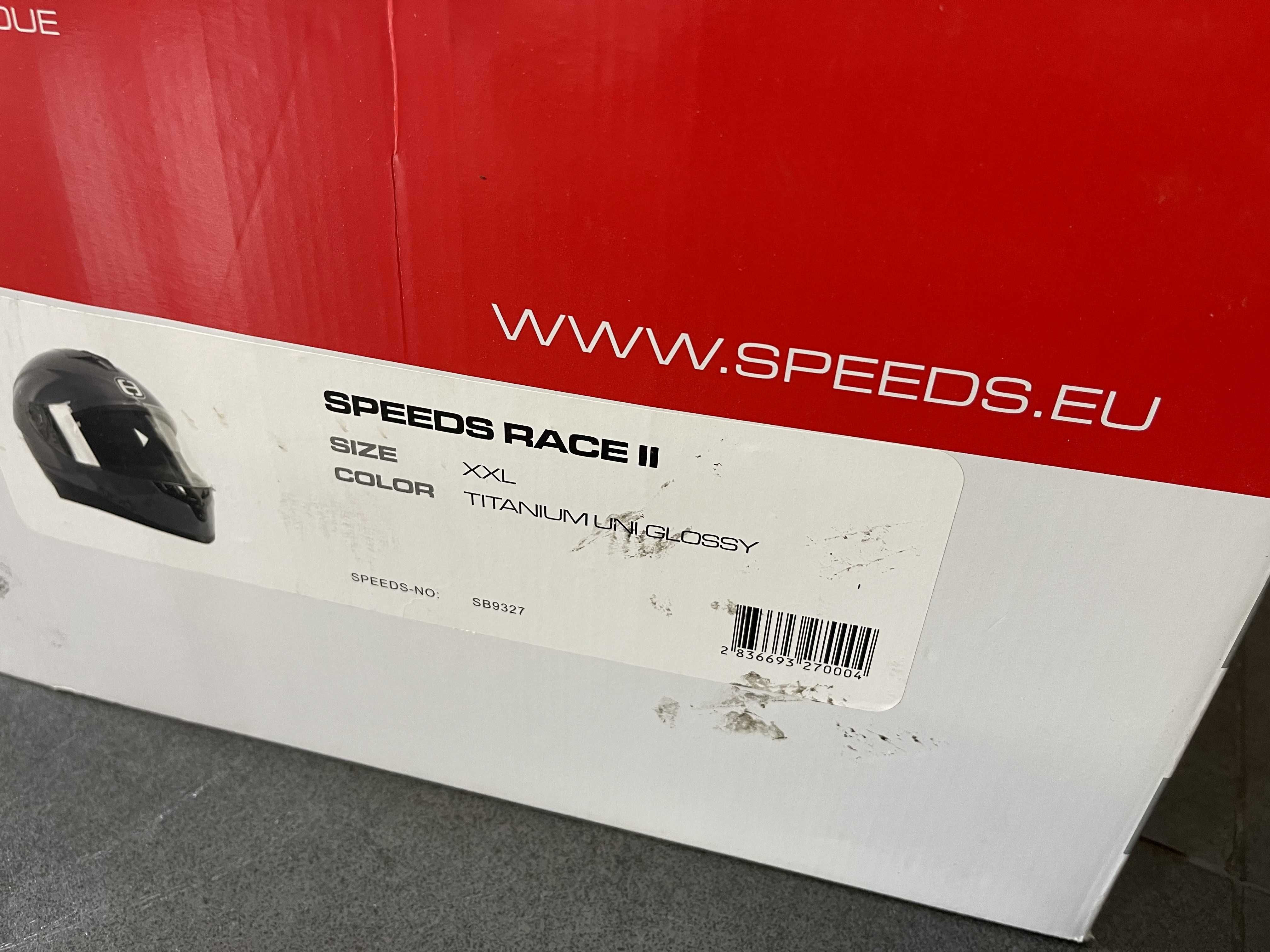 Nowy Kask Motocyklowy SPEED'S RACE II roz. XXL Titanium Uni Glossy