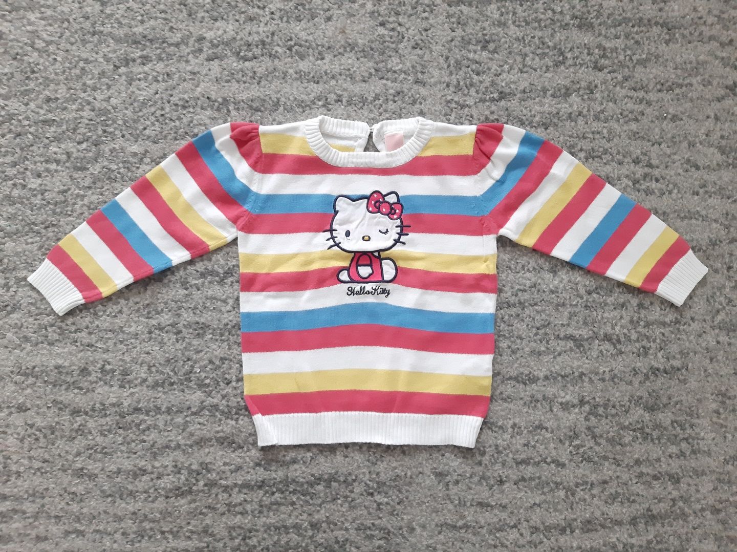 C&A Hello Kitty sweter dziecięcy rozmiar 86 w paski biały różowy żółty