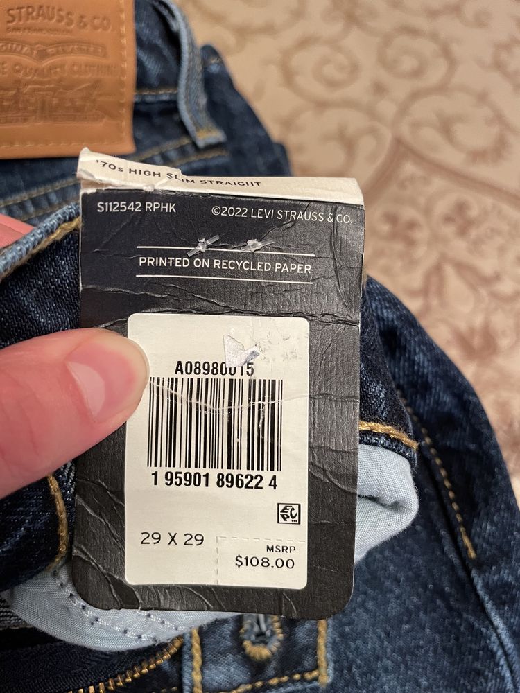 Нові з бірками джинси Levi’s з США L29W29