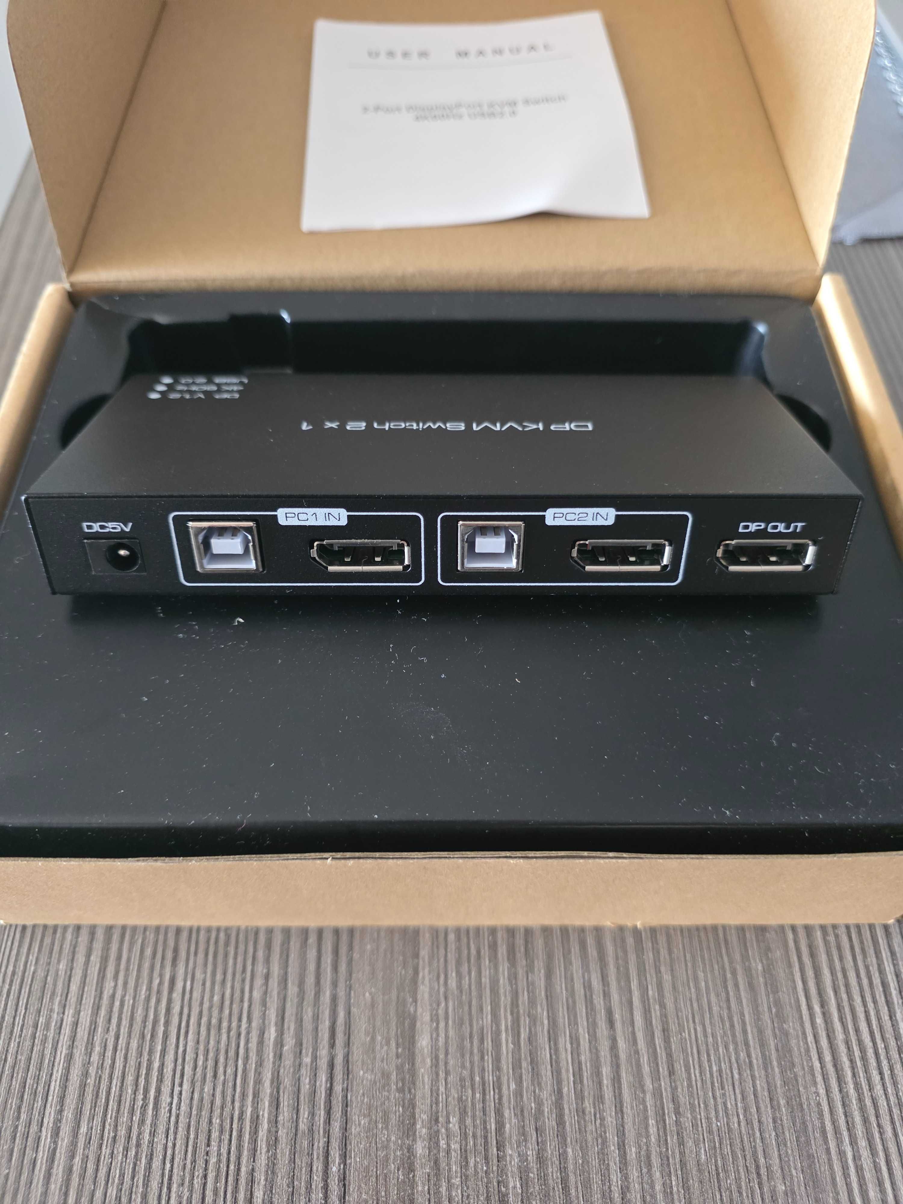 DP KVM Switch 2x1 4K 60Hz DP v1.2 USB 2.0