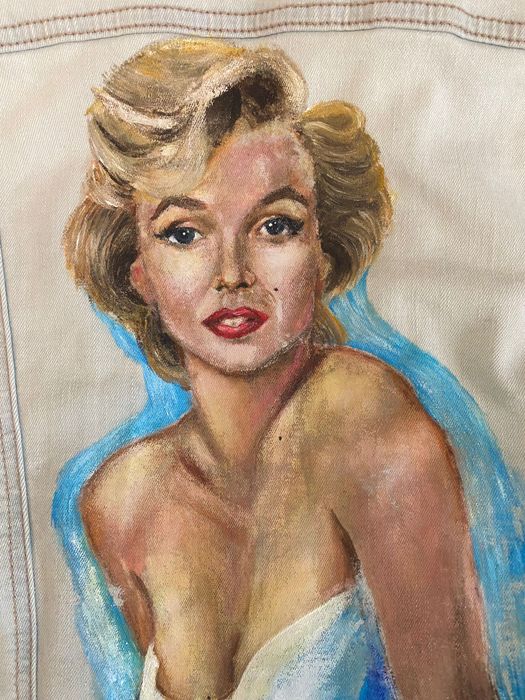 куртка джинсова Denim Co, малюнок з Мерлін Монро. ручний розпис.