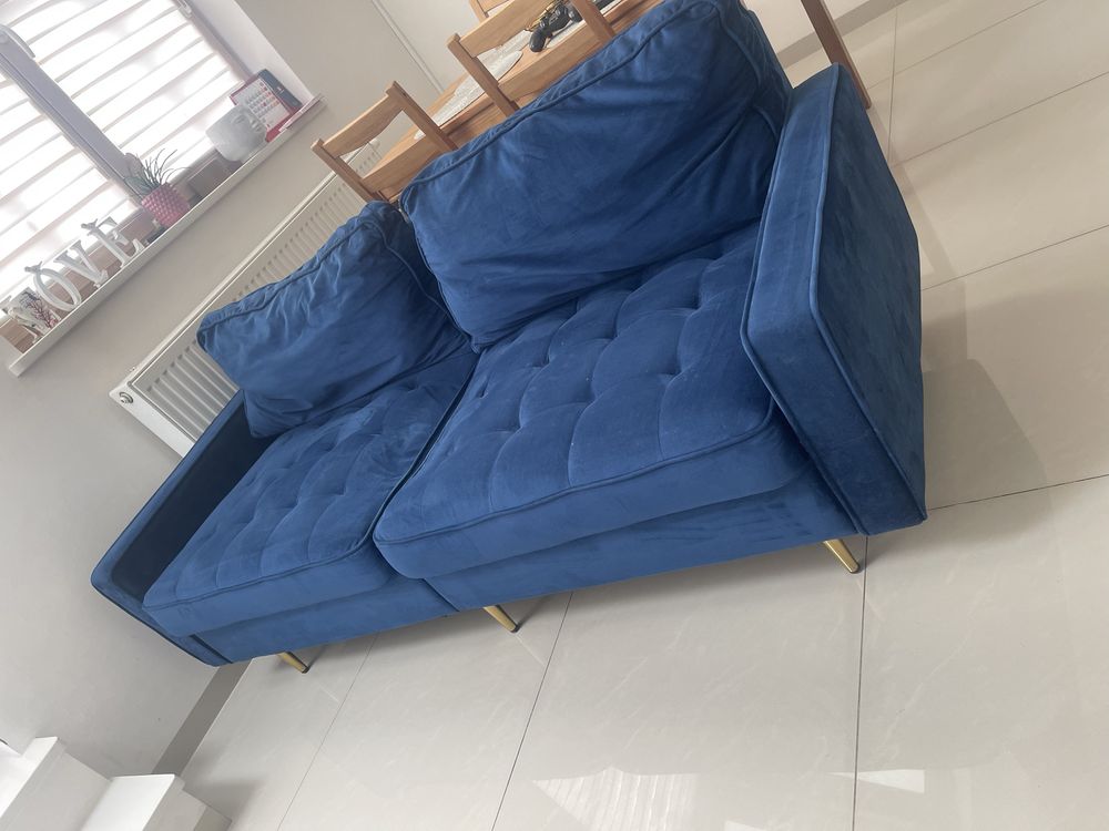 Sofa, granatowy welur