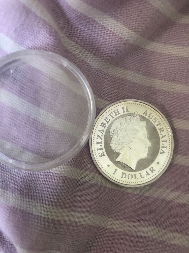 Серебряная монета с позолотой 1 доллар 2006 г