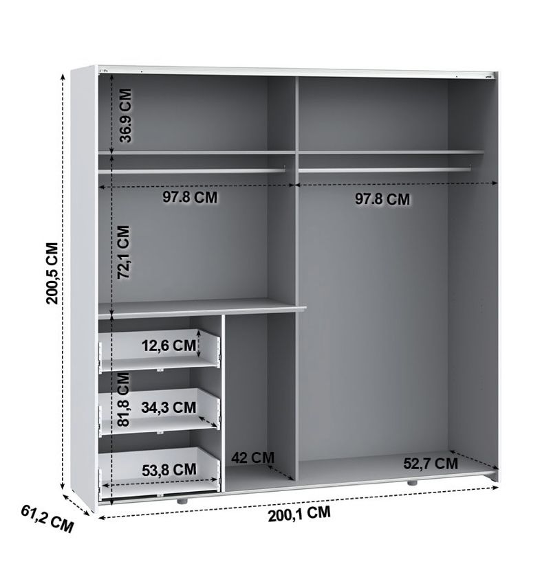 Roupeiro Comforama NEVADA PLUS portas deslizantes 200x200cm