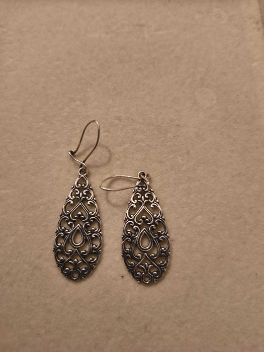 Kolczyki srebrne, azurowe, filigranowe