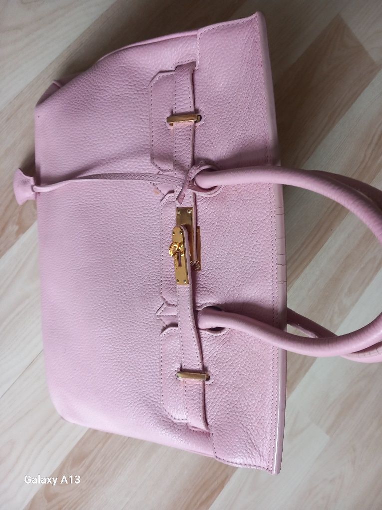 Hermes birkin duża torba skóra różowa