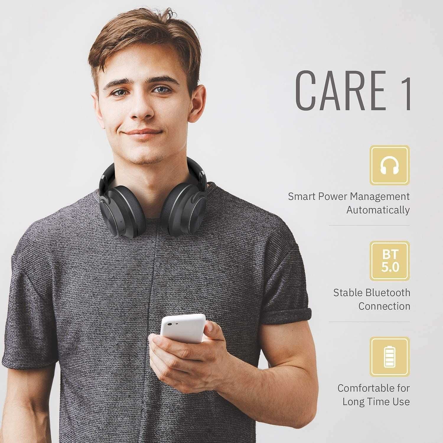 DOQAUS Care 1 Słuchawki bezprzewodowe EQ, Stereo HiFi Bluetooth,