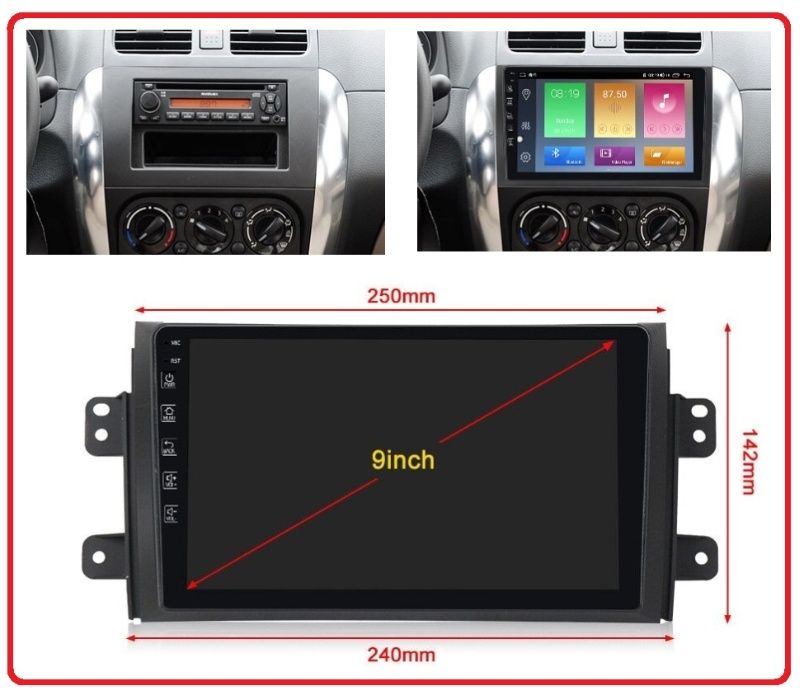 Магнітола Suzuki SX 4, Qled, Carplay, ANDROID, USB, GPS, 4G!