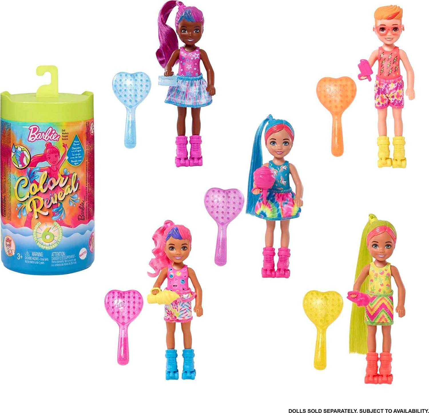 Кукла Челси сюрприз барби с 6-ю сюрпризами Chelsea barbie Color Reveal