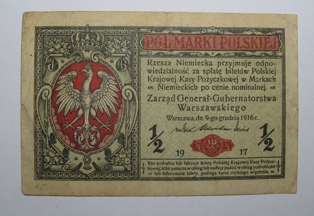 1/2 Pół Marki Polskiej 1916 Seria B