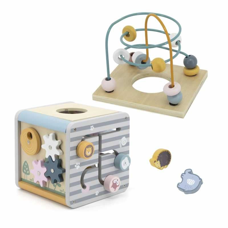 Viga PolarB Activity Box Drewniane Edukacyjne Centrum Gier 5w1 kostka