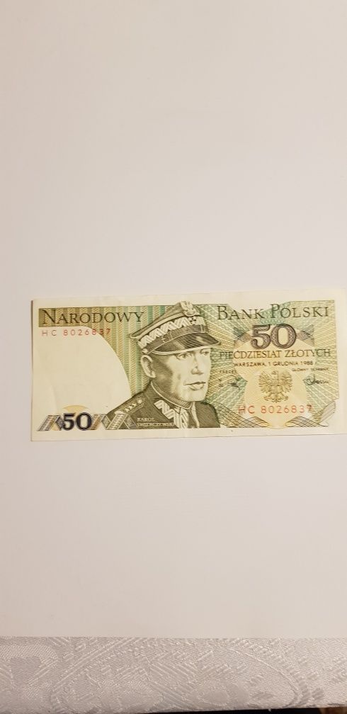 Banknot 50zł z 1988r Karol Swierczewski
