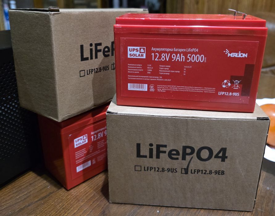 Акумулятор LiFePO4 для ДБЖ 12в (12.8v/9Ah)
