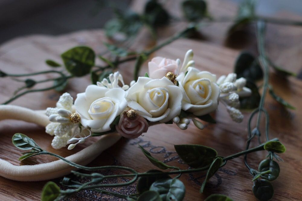 Opaski bezuciskowe na chrzest , wianek na chrzest dla dziewczynki