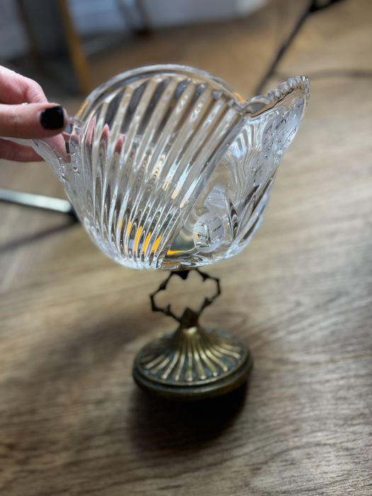 Kryształowa waza owocarka naczynie kryształ złoty vintage antyk