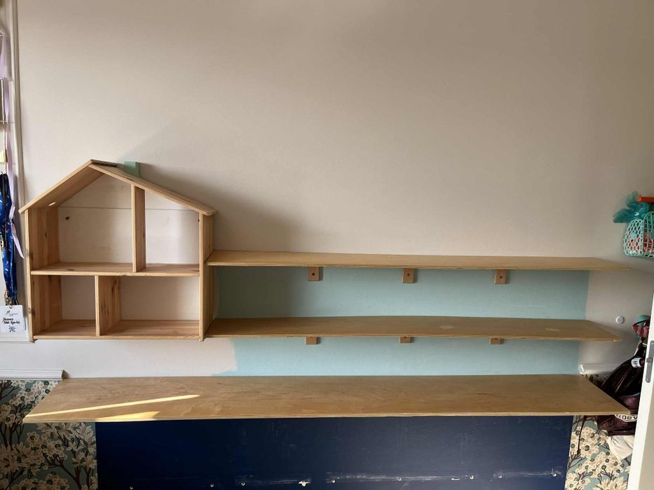 3 Półki ze sklejki że wspornikami pojemne pod domek Flisat Ikea