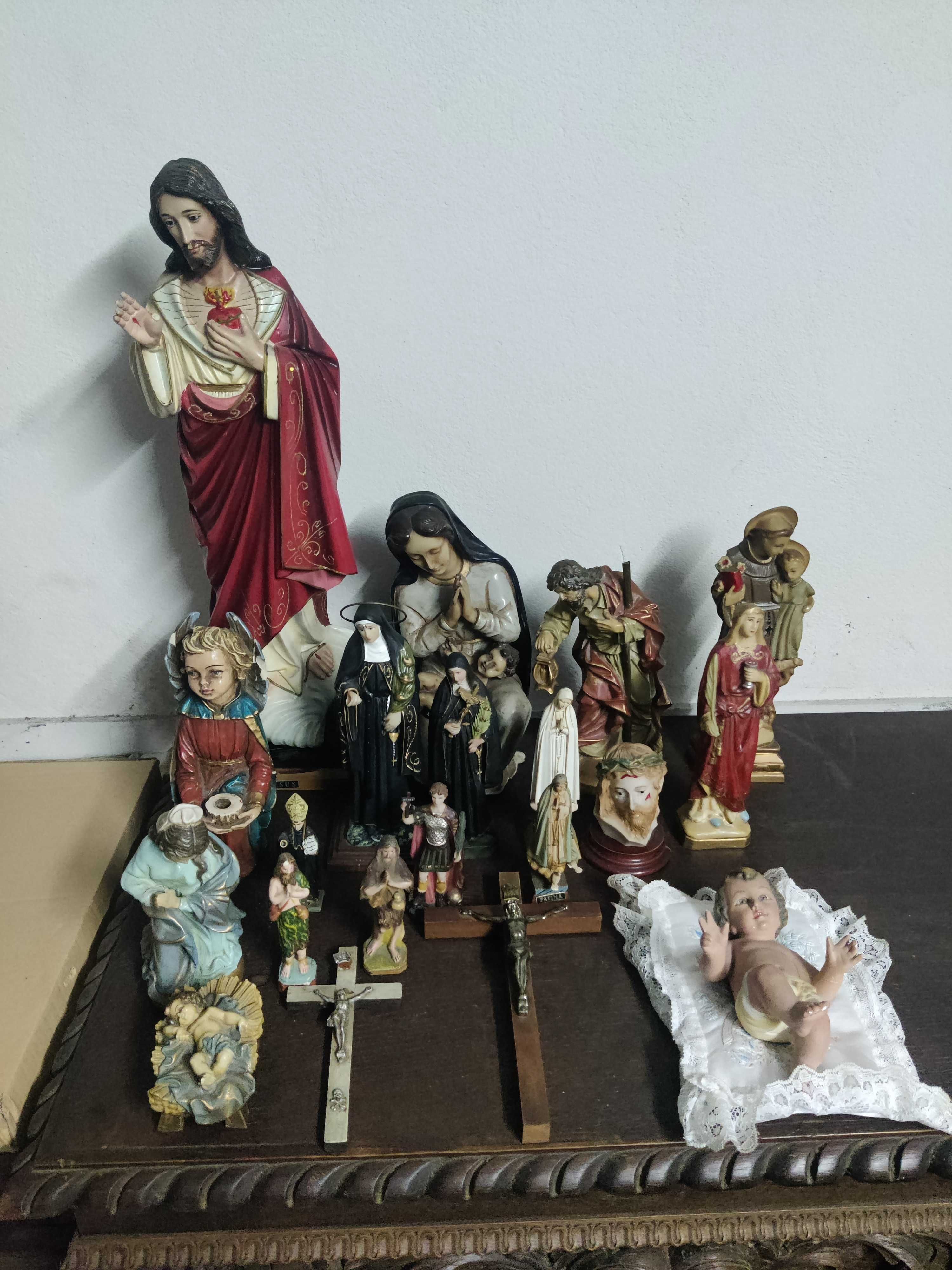 Peças de arte sacra religiosas decoração imagens de santos