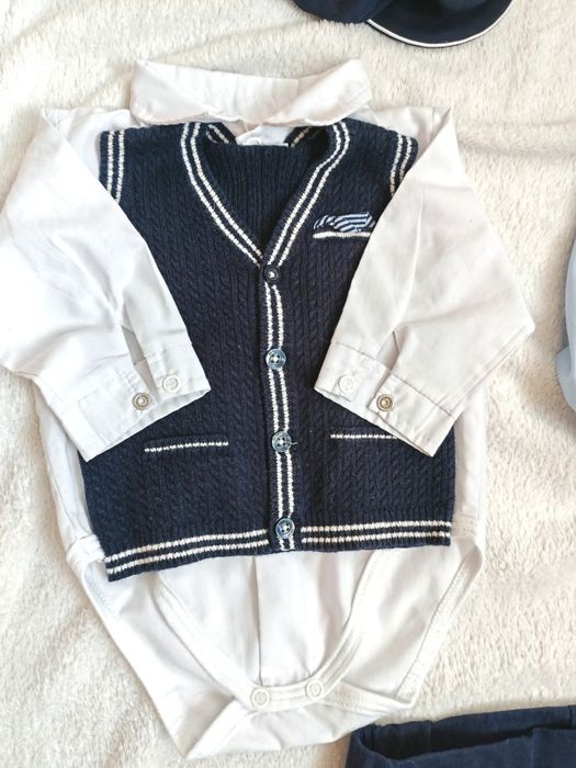 Strój, ubranko do chrztu Świętego, na chrzest, dla chłopczyka, r. 68