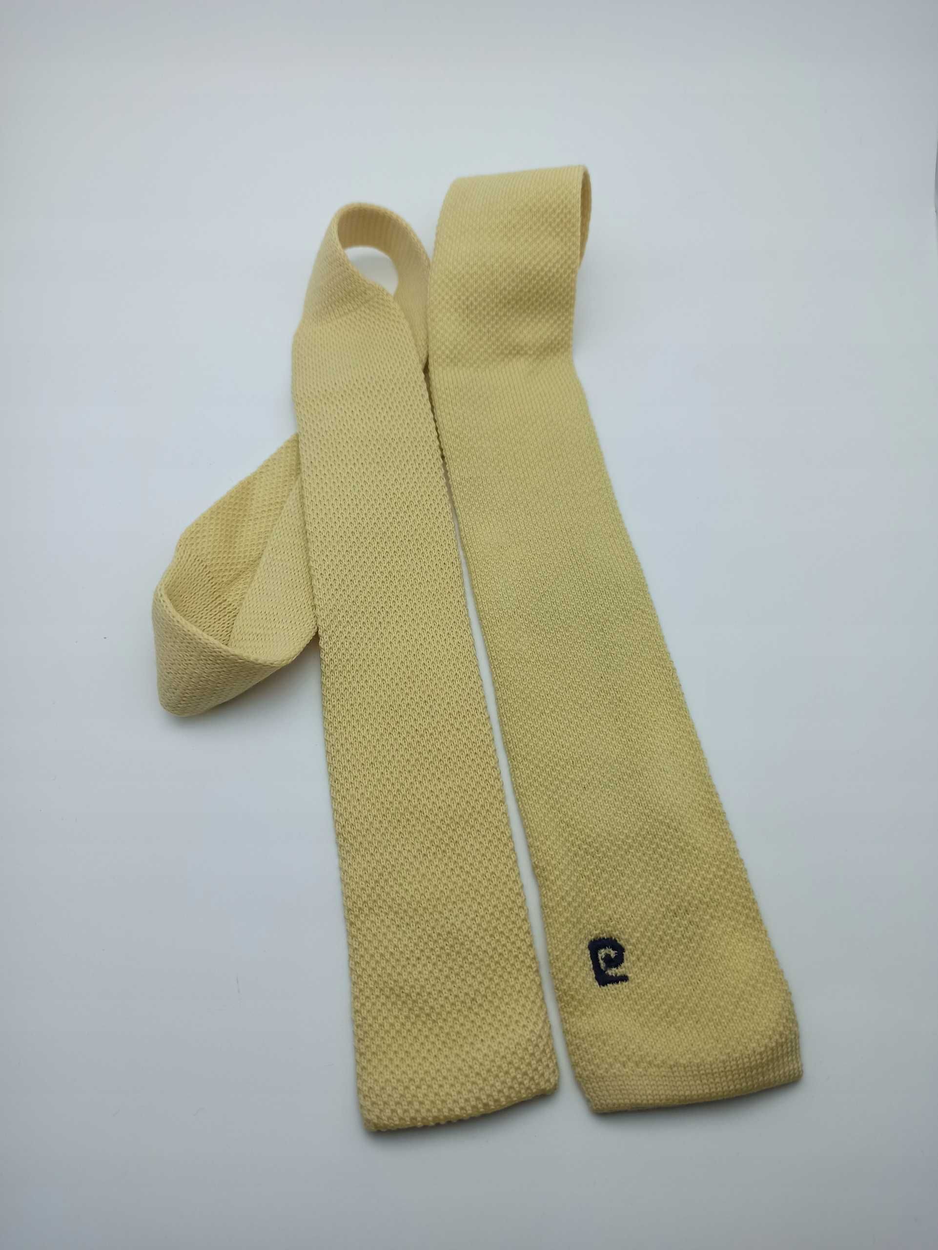 Pierre Cardin żółty wełniany krawat knit pc07