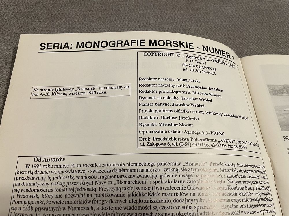 Superpancernik Yamato, Monografie morskie Bismarck