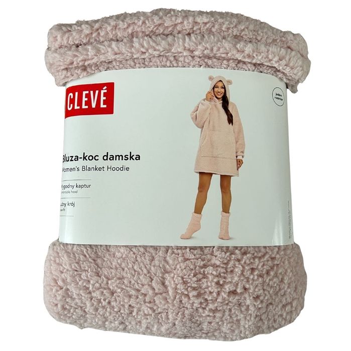 Kocobluza bluza z kapturem koc snuddie hoodie Cleve pudrowy róż