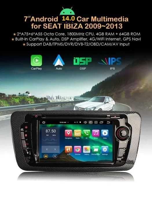 Auto-rádios Fiat Punto Bravo Linea Skoda Otavia Seat Ibiza 6J