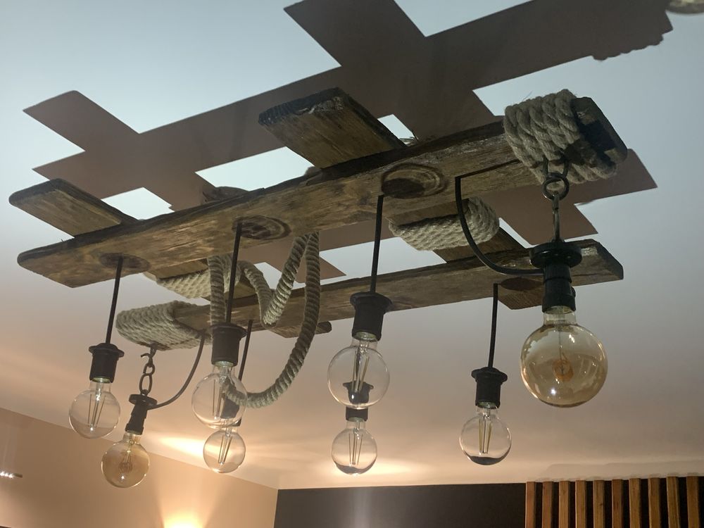 Lampa wisząca drewniana / żyrandol drewniany rekodzielo