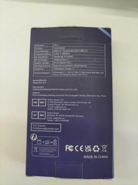 Adapter Bluetooth do komputera PC 5.3, adapter USB 150m zasięgu