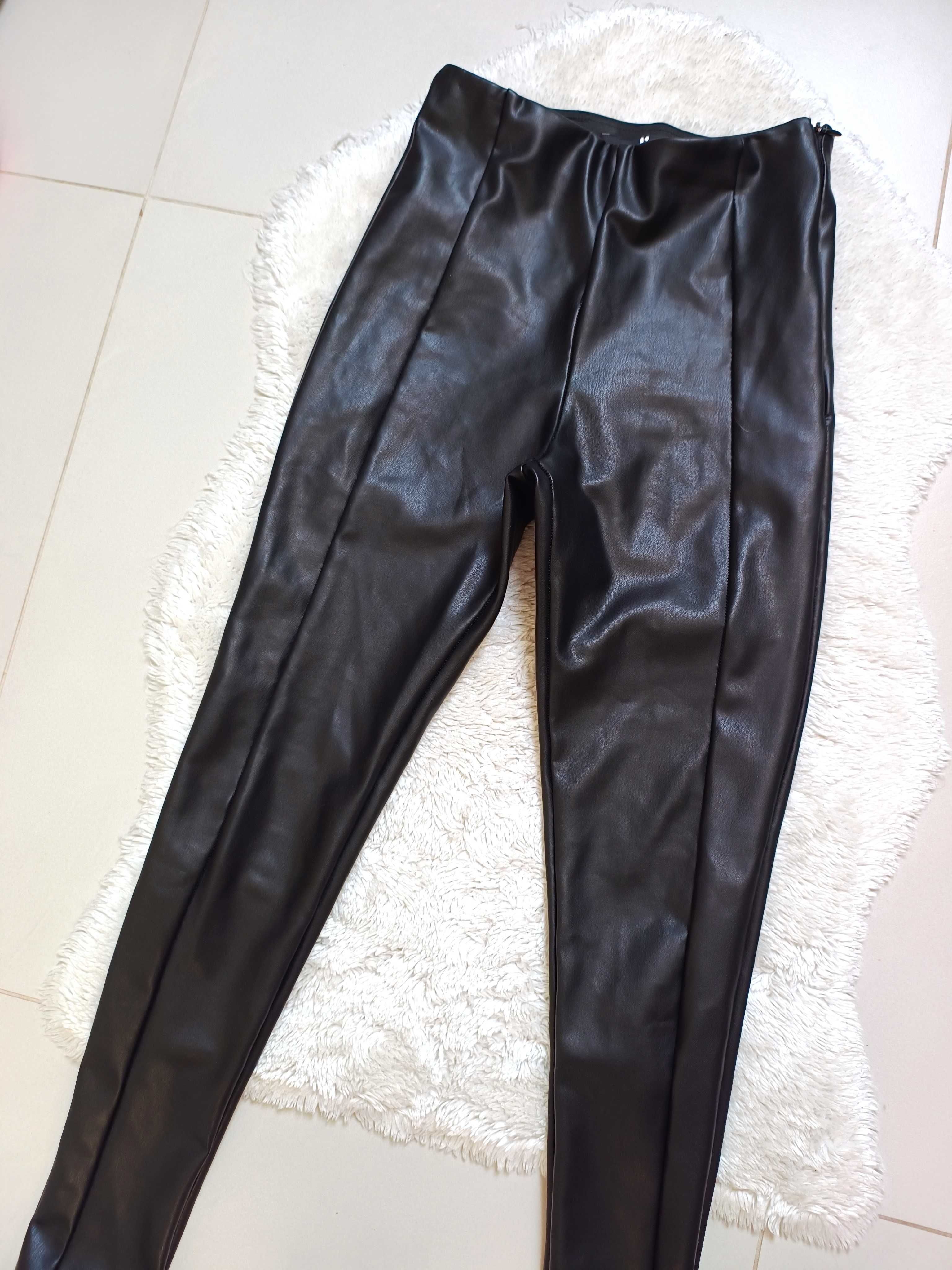 Spodnie legginsy elastyczne XS S miękkie wąskie skinny wysoki stan