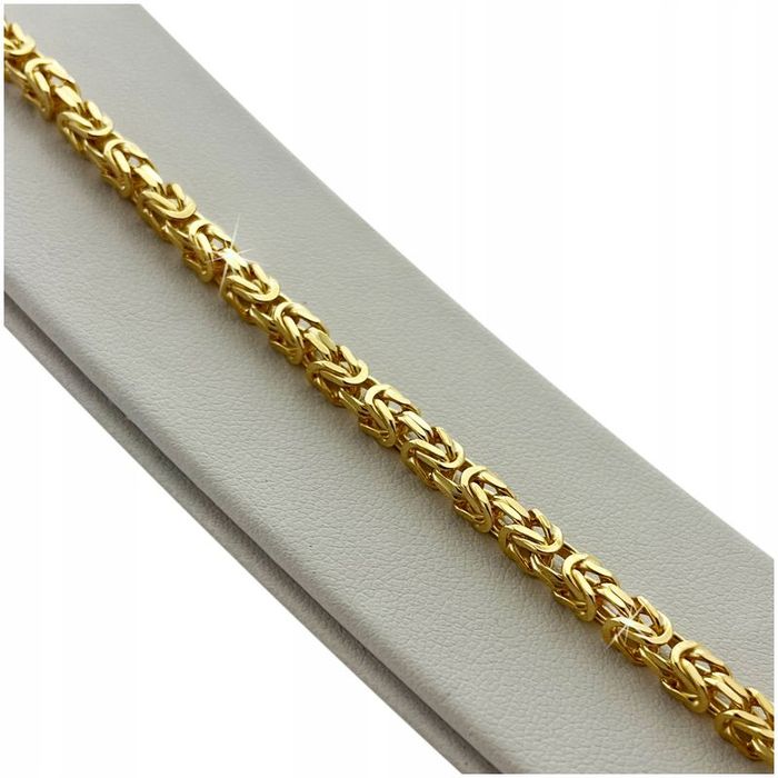 Złota Bransoletka Męska 925/585 Srebro Splot Królewski 19cm/3,5mm + Gr