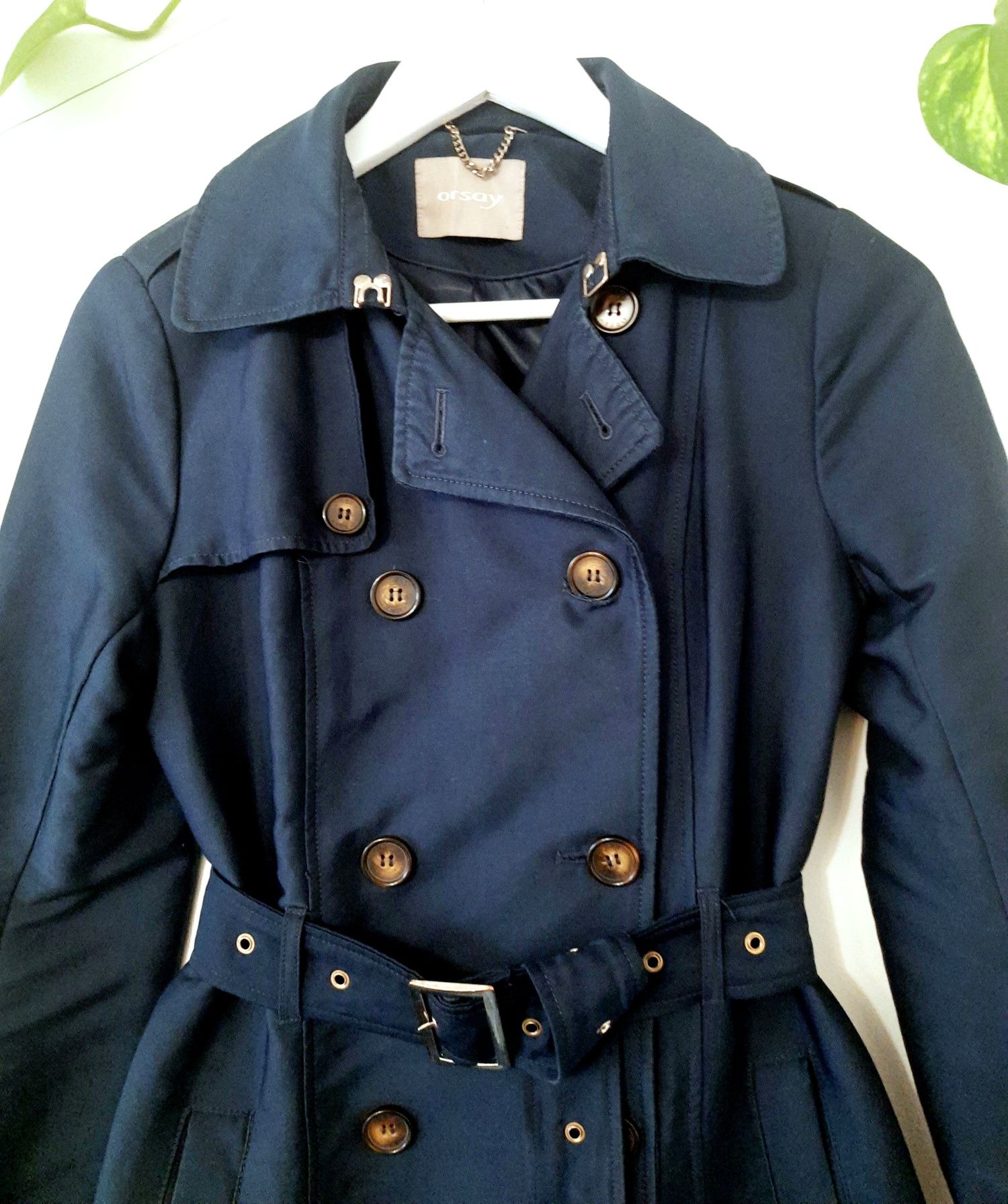 Granatowy trencz basic classic Orsay