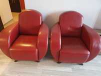 2 czerwone eleganckie fotele z ekoskóry