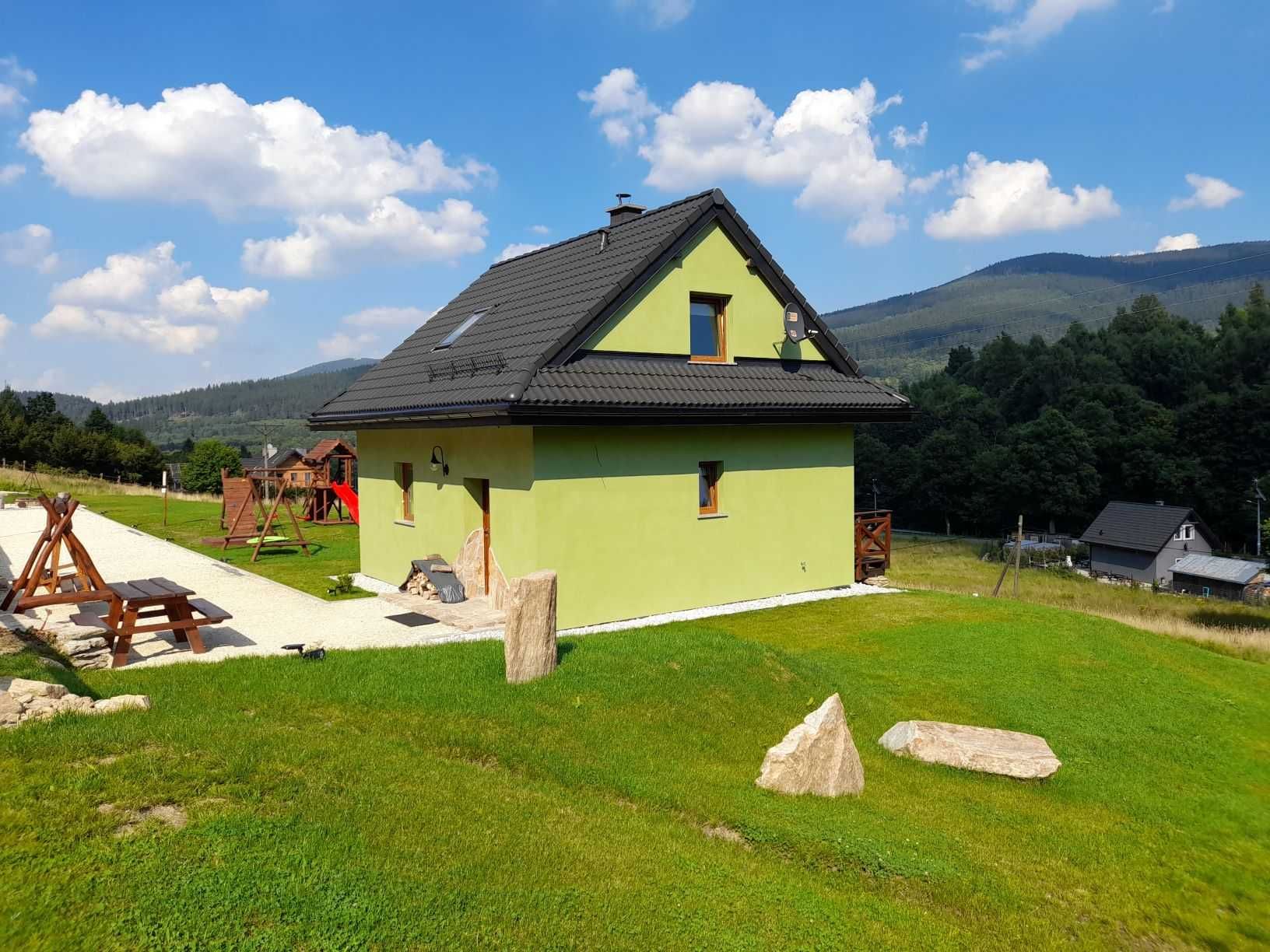 Domek w górach, widok, kominek, ognisko- Kamienica, Śnieżnik,