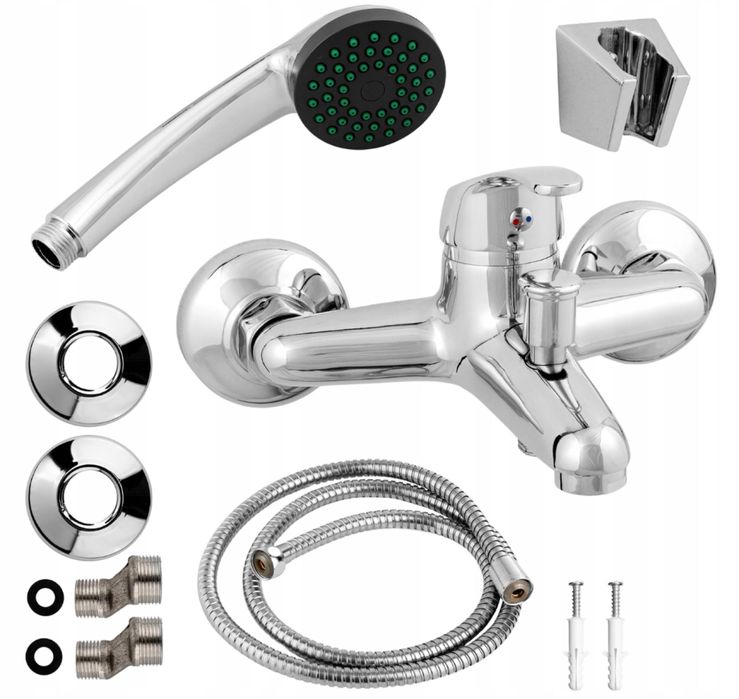 Bateria Wannowa Prysznicowa Ścienna Kran Wannowo Natryskowa Chrom