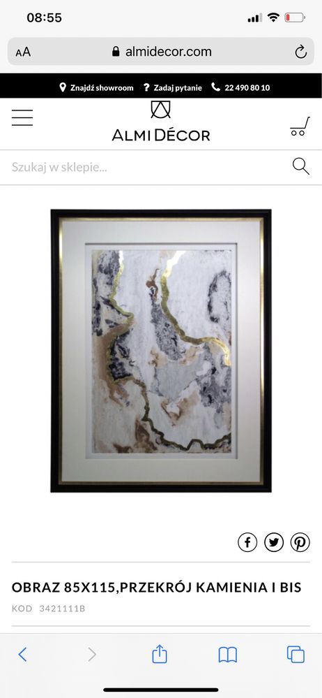 Obraz duży elegancki przekrój minerał marmur Almi Decor