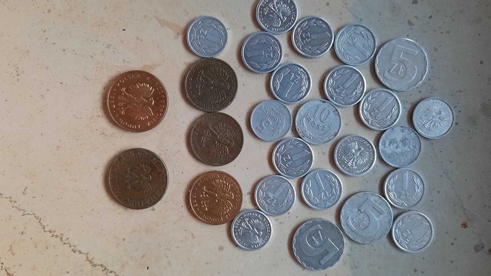 monety prl 2 zł, 5 zł 1 zł zestaw