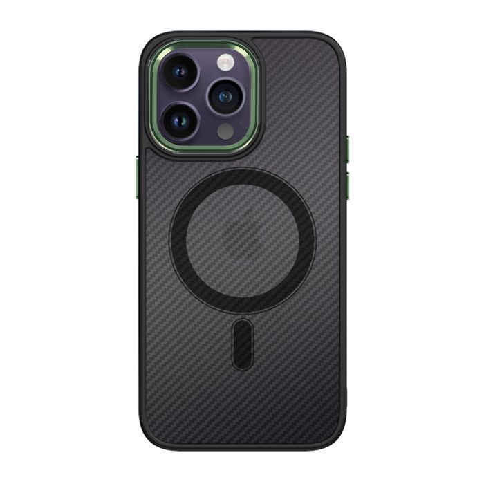 Tel Protect Magnetic Carbon Case Do Iphone 13 Pro Czarno-Zielony