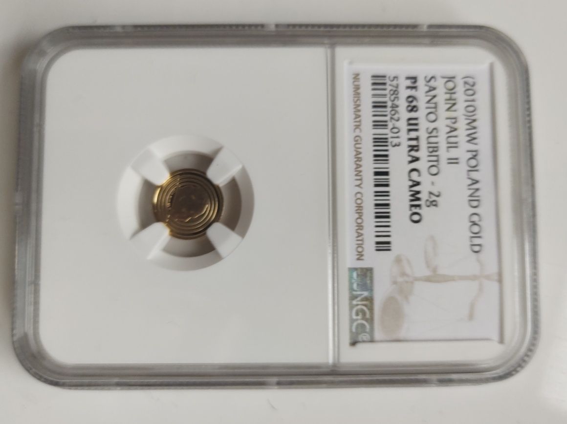 Jan Paweł ll Au 2gr pr 900 Santo Subito 2010 NGC PF68