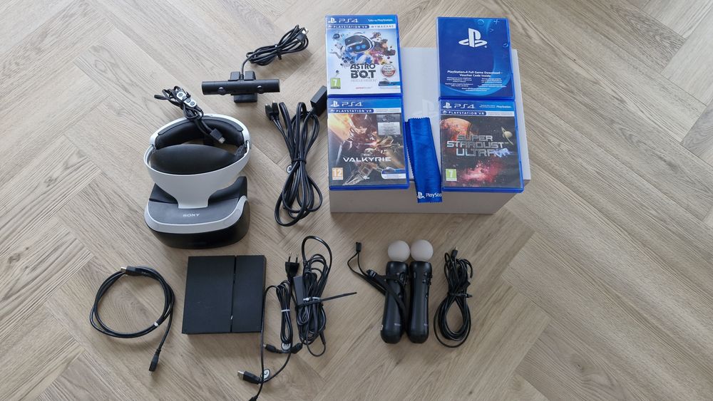 Gogle VR Sony PS4 zestaw + 3 gry stan BDB