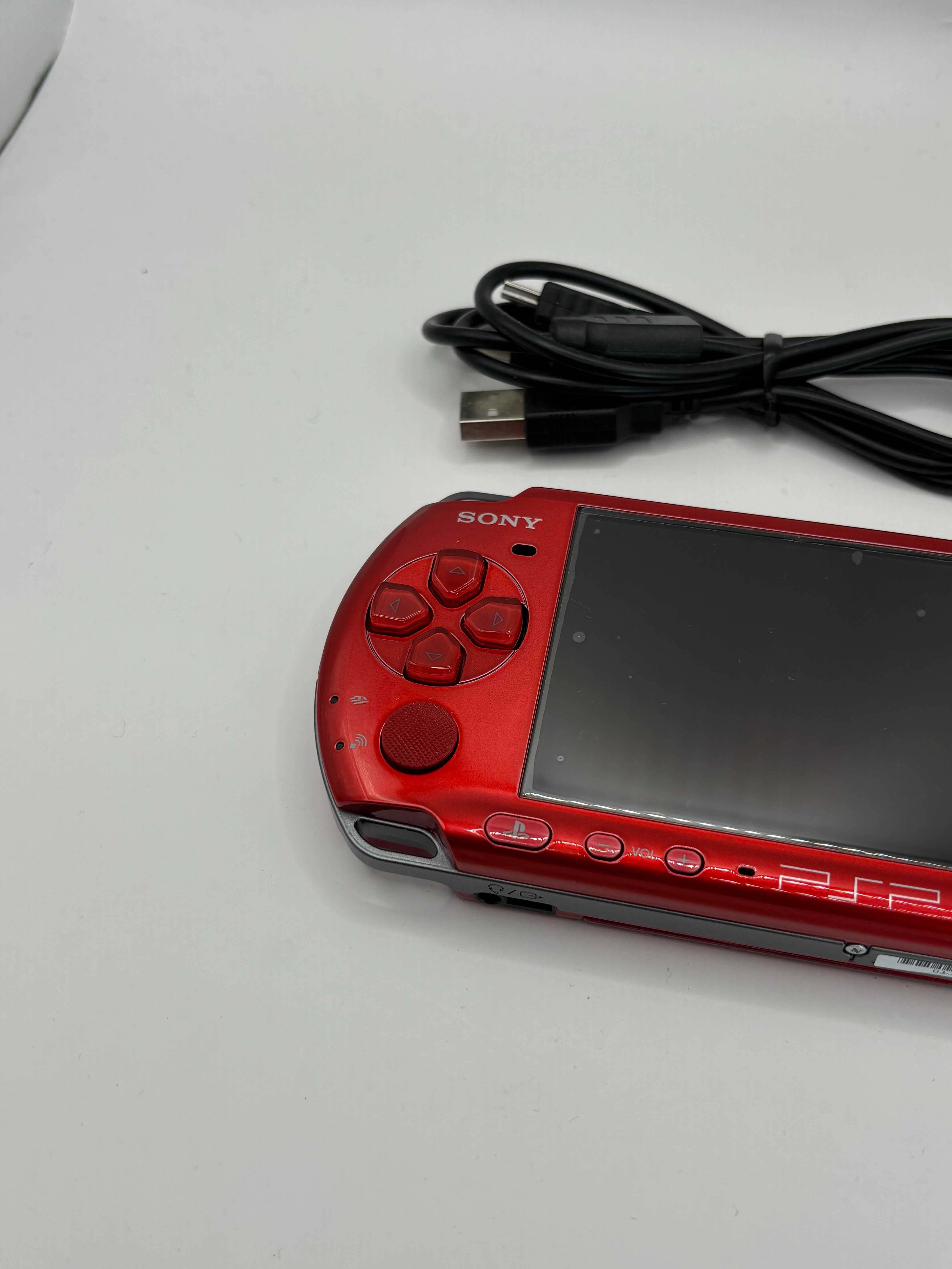 czerwona konsola PSP 3000 slim pudełko + adapter + kabel stan IDEALNY
