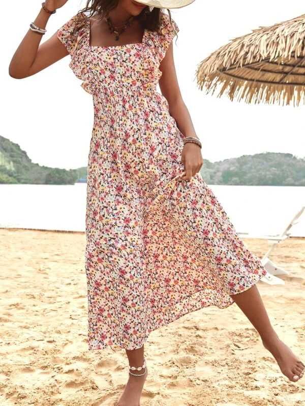 Vestido Plissado Floral estilo Boho NOVO