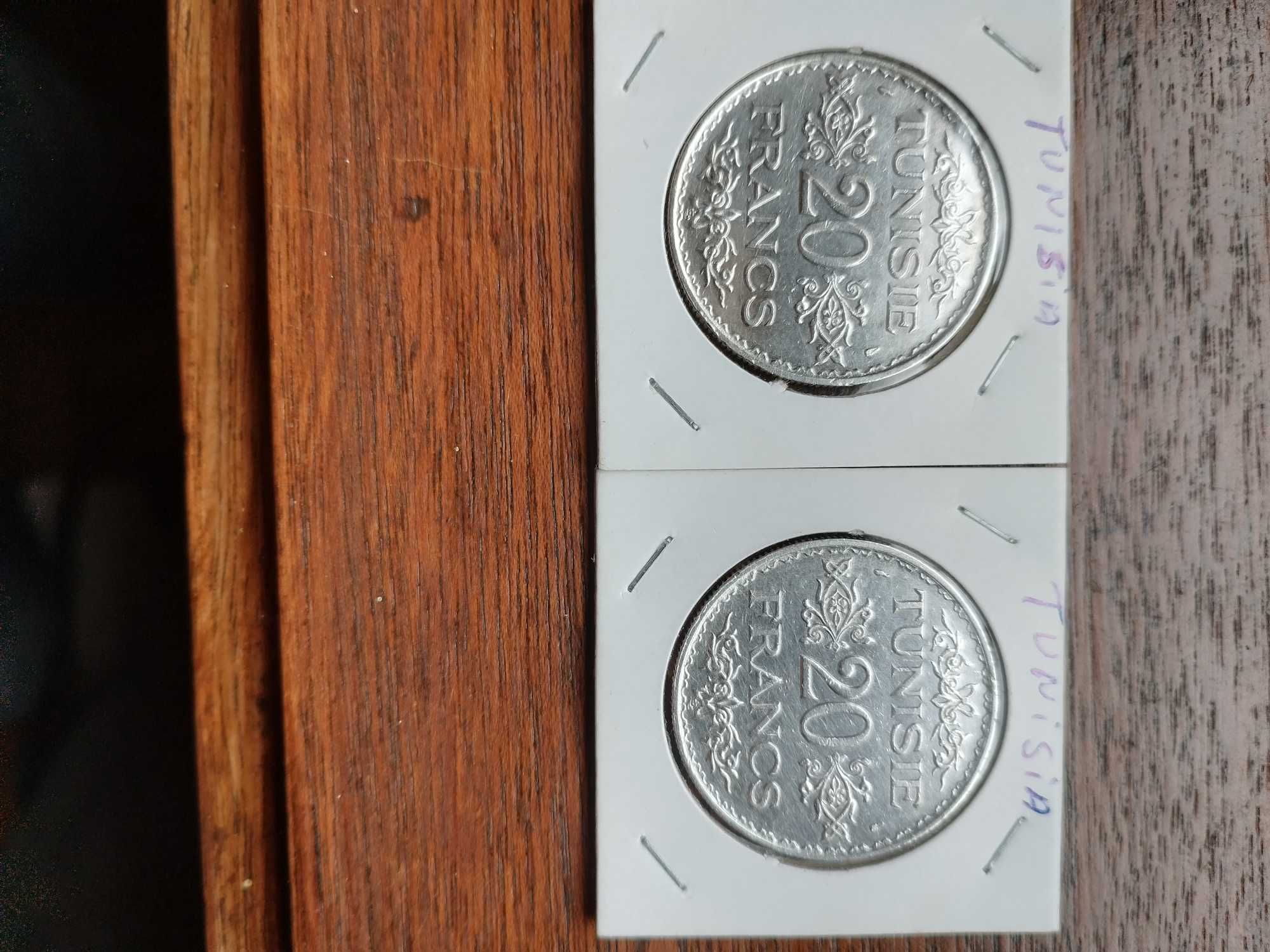 Moeda 20 francos Tunísia