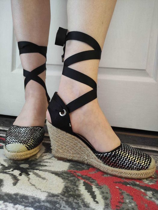 buty czółenka na koturnie wiązane, rzymianki, gladiatorki rozmiar 38
