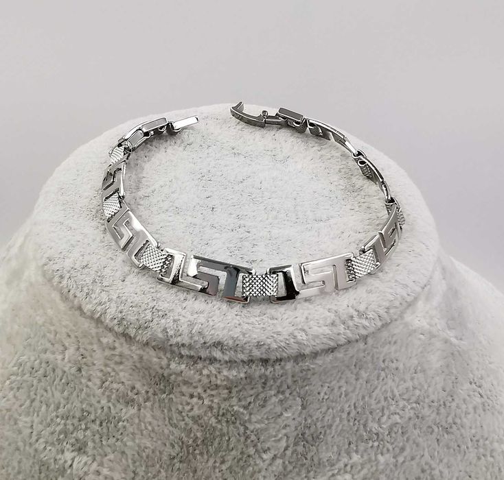 Bransoletka platynowana 18,5-16,5 CM 6 MM grecki wzór