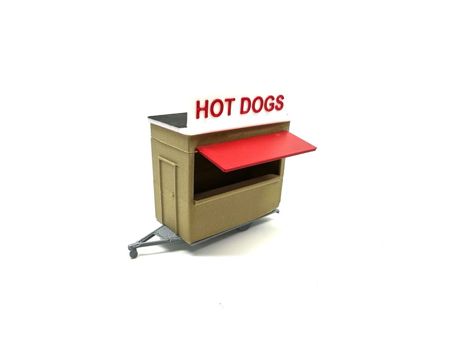 Budka, przyczepa z hot dog makieta kolejowa diorama H0 1:87