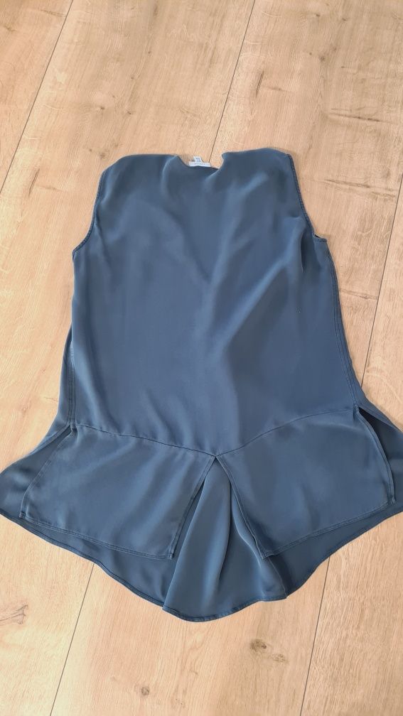 Bluzka koszulowa, Top 100% Silk Jedwab. Butelkowa zieleń. Rozmiar 38 M
