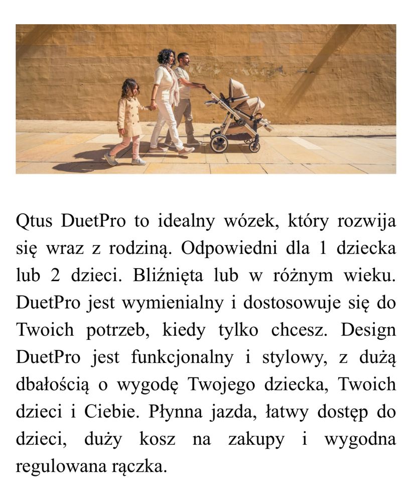 Wózek bliźniaczy 3w1 Qtus Duet Pro alternatywa dla Cybex Gizell S